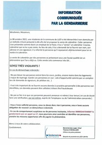 Information communiquée par la Gendarmerie